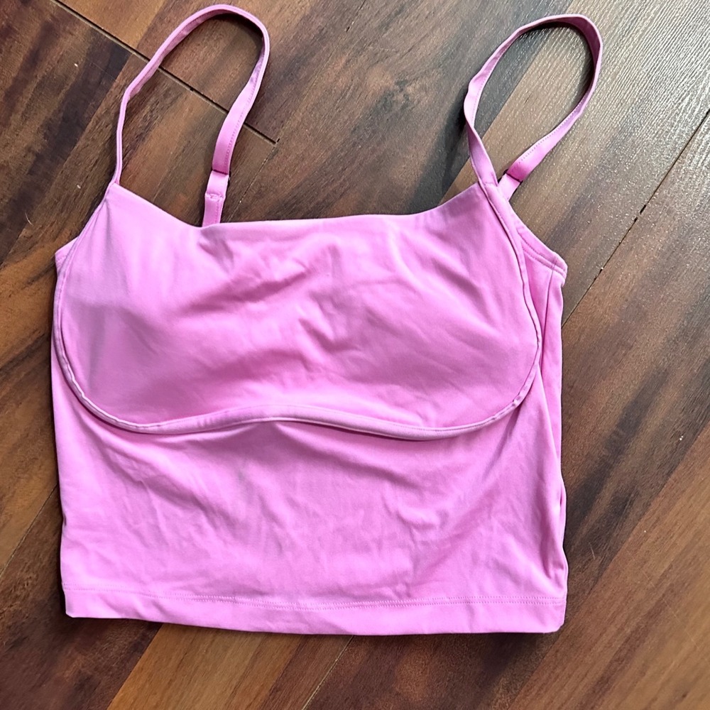 Gilly Hicks Pink Active Camisole Crop Top with Shelf Bra Padded Size M